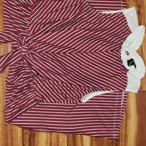 Maroon & white stripped dress size 12